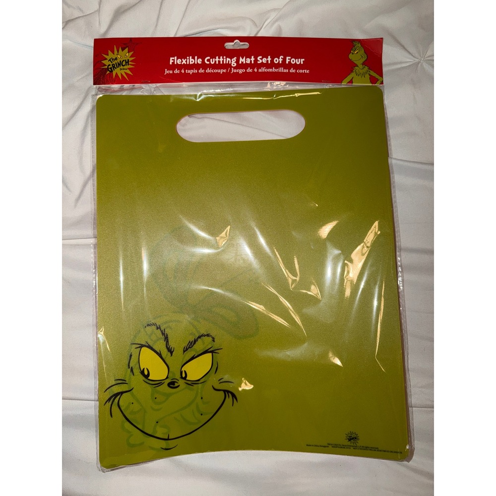 The Grinch Flexible Cutting Mat Set of 4 Lime Green Christmas‎ Kitchen Dr Seuss